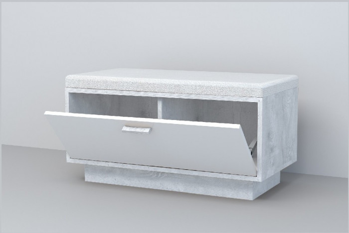 Эго Обувница ОБ-1 ПД (Глянец Белый/Бетон Светлый)