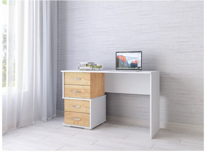 Письменный стол Сити-2 белый/дуб крафт золотой