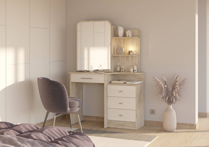 Трюмо 4-25101дкс/скан.д.б. Верона, цвет дуб крафт серый/скандинавское дерево белое, ШхГхВ 98,8х45,1х150,1 см., НЕ универсальная сборка