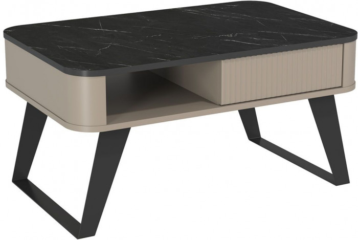 Фиделия стол журнальный 76.10 серый камень / мрамор черный