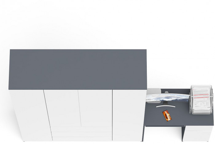 Мори Стол компьютерный МС-1 правый + Шкаф МШ1600.1, цвет графит/белый, ШхГхВ 250,4х50,4х209,6 см., выдвижной ящик справа, НЕ универсальная сборка