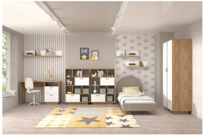 Модульная молодёжная ЭГО 1 (Белый глянец/Бетон Светлый)