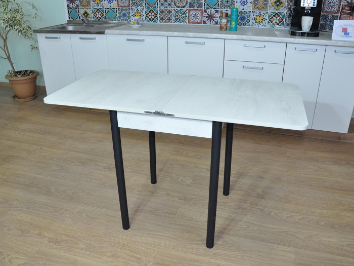 Эко 60х60 стол обеденный раскладной / бетон белый/черный