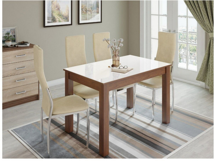 Стол обеденный Бруно 1000х600 орех шоколадный/лакобель белый