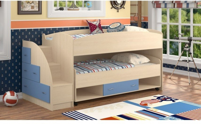 Двухъярусная кровать Дюймовочка-4.3, Синий