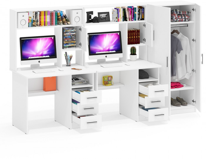 С-МД-СК9 Компоновка № 05, цвет белый шагрень, ШхГхВ 274х70х160 см., НЕ универсальная сборка