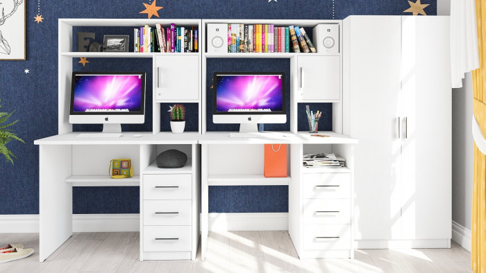 С-МД-СК9 Компоновка № 05, цвет белый шагрень, ШхГхВ 274х70х160 см., НЕ универсальная сборка