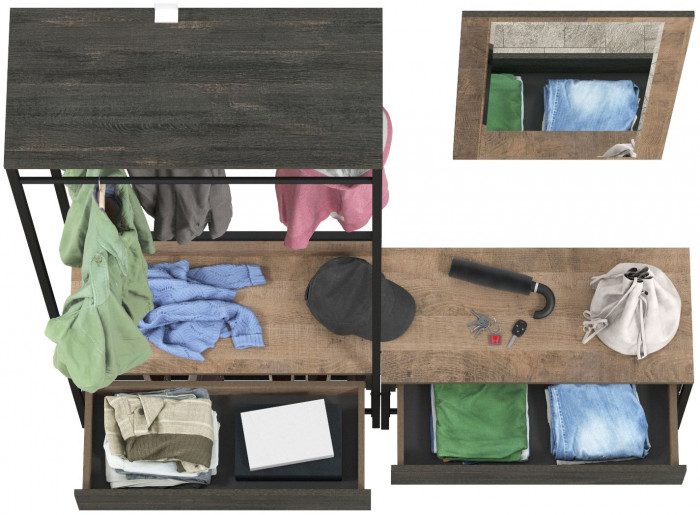 Трувор Прихожая 214, цвет дуб гранж песочный/интра, ШхГхВ 160х36,6х194,2 см., универсальная сборка