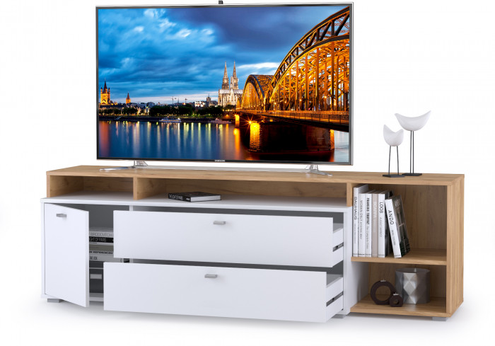 Бэль 10.92 Тумба, цвет дуб крафт золотой/белый премиум, ШхГхВ 171х43х52,8 см., НЕ универсальная сборка