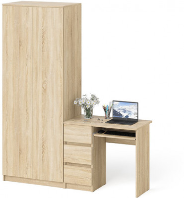 Мори Стол компьютерный МС-6 левый + Шкаф МШ800.1, цвет дуб сонома, ШхГхВ 170,4х50,4х209,6 см., выдвижные ящики слева, НЕ универсальная сборка