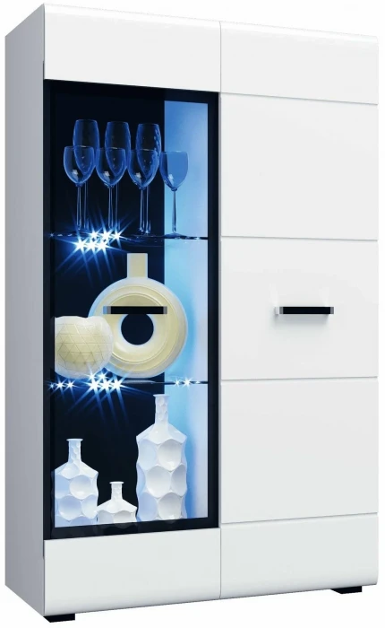 Нэнси NEW МДФ Шкаф-стекло (исп 2) (Белый глянец, Белый)