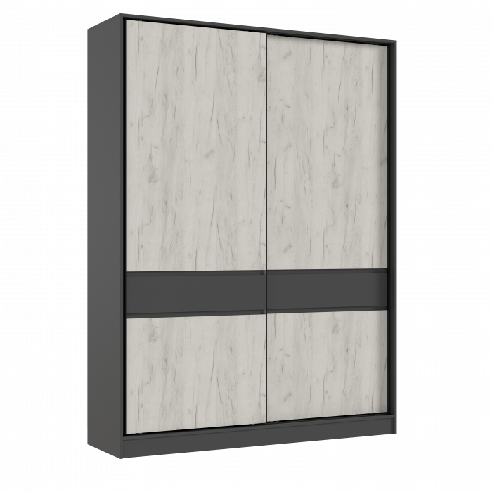 Роджина Шкаф-купе 1800 графит/дуб крафт белый