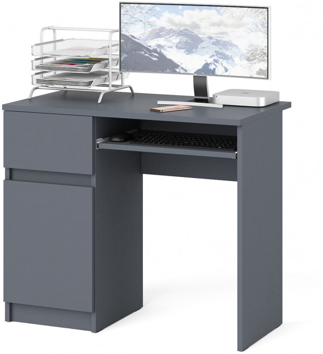 Мори Стол компьютерный МС-1 левый, цвет графит, ШхГхВ 90х50х76,6 см., выдвижной ящик слева, НЕ универсальная сборка