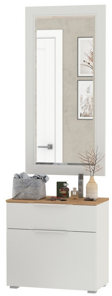 Октава Прихожая 38, цвет белый шагрень/дуб крафт золотой/фасады МДФ белый шагрень, ШхГхВ 64,9х35,4х197 см.