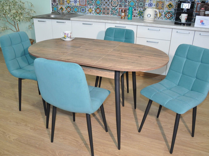 Обеденная группа Стиль-1 / Стул Х 4 шт. / Дуб Веллингтон/черный / бид 15