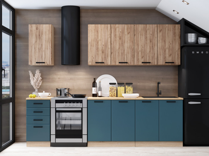 Кухонный гарнитур Настя 2,0м, Дуб крафт табачный/Бриз