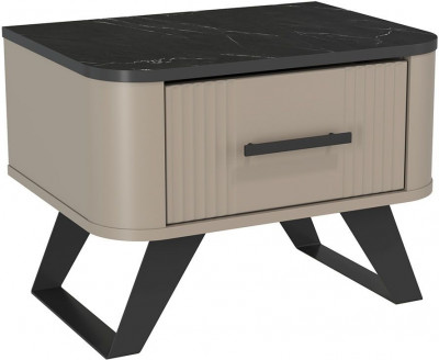 Фиделия тумба прикроватная 76.07 серый камень / мрамор черный