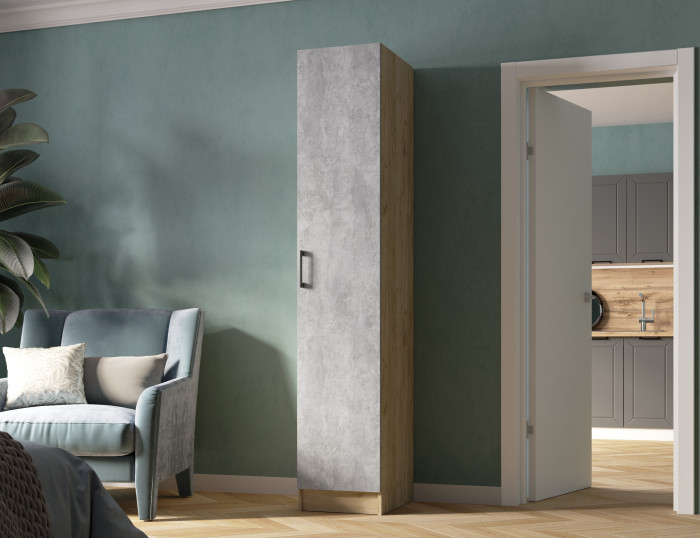 Пенал Вегас, Дуб крафт серый/Цемент