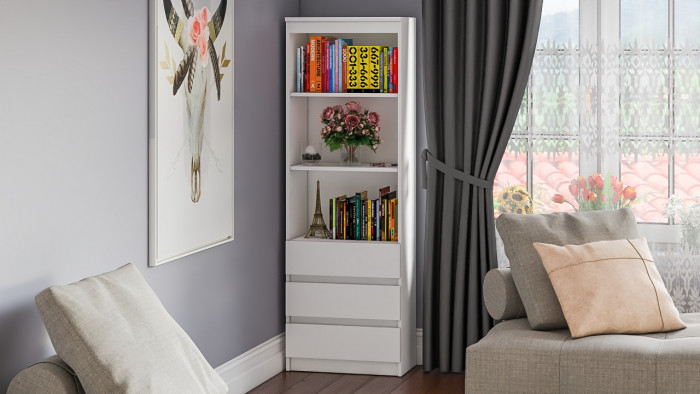 Мори Стеллаж МСТ600.3, цвет белый, ШхГхВ 60,4х35,4х179,6 см.