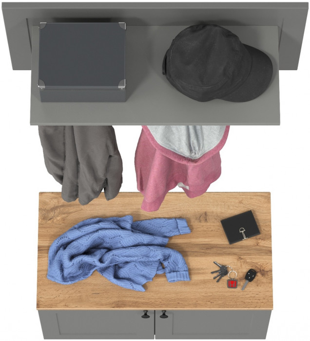 Остин 13.257 Тумба + 15.12 Вешалка, цвет серый графит/дуб крафт золотой, ШхГхВ 80х41,9х210 см.