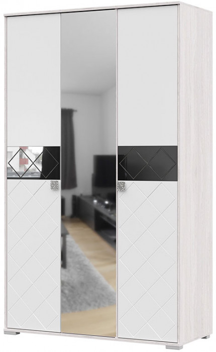 Шкаф Сальма ШК 023 (1234х2060х525) анкор/белый глянец