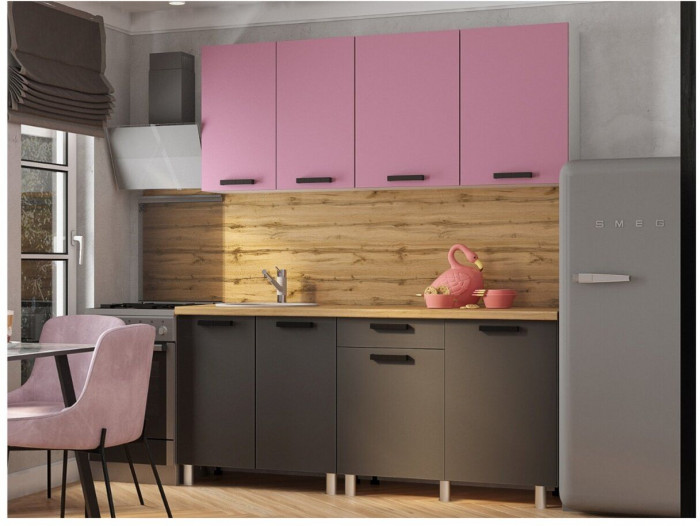 Кухонный гарнитур Осло 1,8м Сакура/Карбон вулкан