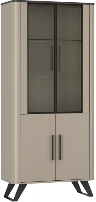 Фиделия шкаф витрина 76.01 серый камень / мрамор черный