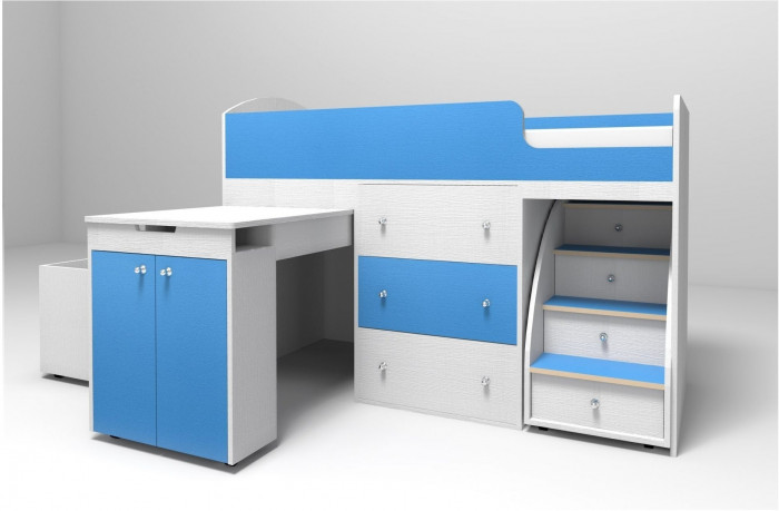 Кровать-чердак Малыш 80х180 (Дуб молочный/Лайм)