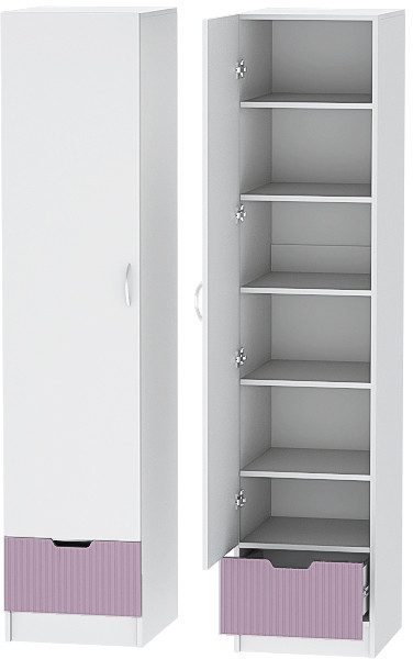 Детский Пенал Бриз МДФ, Белый/Сирень (Полосы)