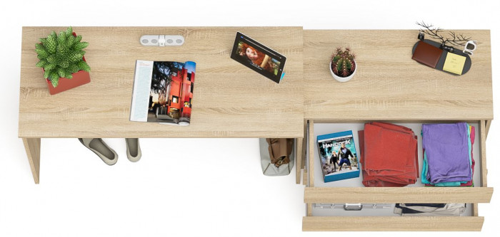 Мори Стол письменный МСП1200.1 + Комод МК800.1, цвет дуб сонома, ШхГхВ 200,8х50х76,6 см., универсальная сборка