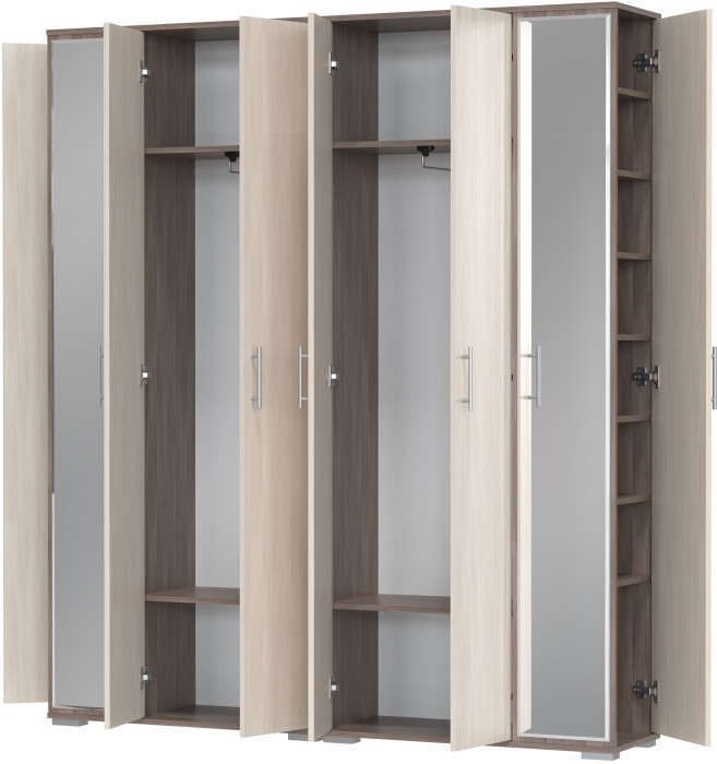 Две прихожих Домино-мини 2-3421бод.тем/св, цвет бодега тёмный/бодега светлый, ШхГхВ 176х36х202 см.