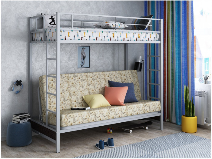 Двухъярусная кровать Мадлен 90/120х190, серая