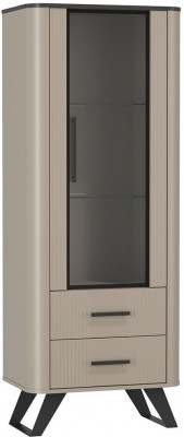 Фиделия шкаф витрина 76.02 серый камень / мрамор черный