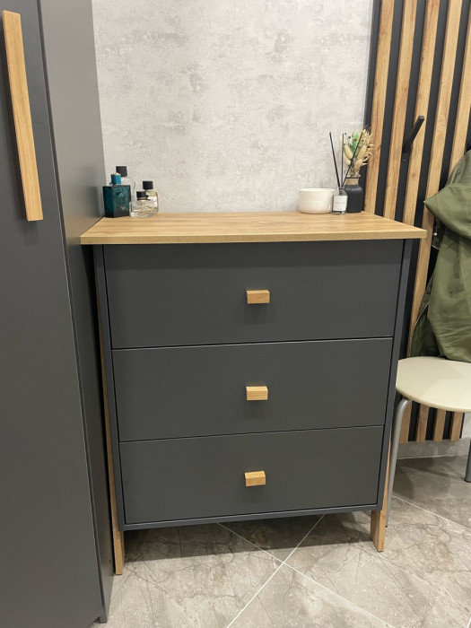 Модульная спальня "Скандинавия" - Антрацит/Дуб наварра