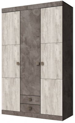 Шкаф трехдверный с ящиками "Лондон" - Оникс/Бетон пайн светлый
