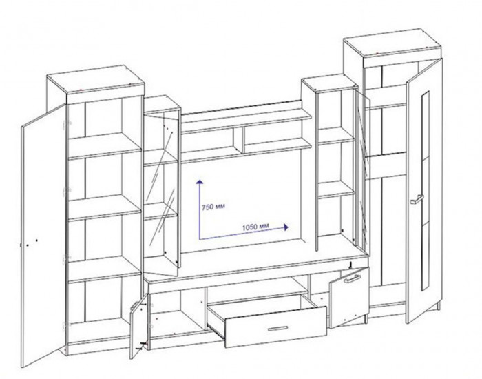 Рио 25 стенка ТВА Бодега Темный / Светлый