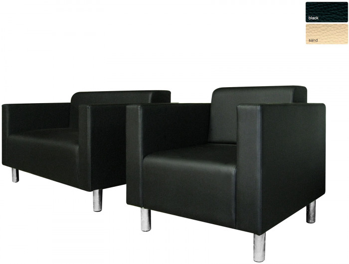 Диван офисный Блюз 2-х местный, экокожа коричневая