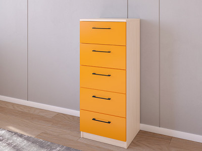 Комод 02/16 45х40х110 Дуб молочный/Оранжевый