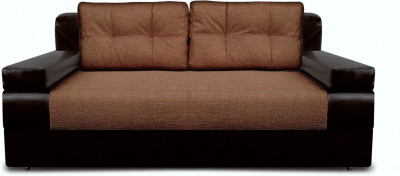 Диван-кровать Амстердам Мини, 150х195, еврокнижка, рогожка/экокожа, черно-коричневый