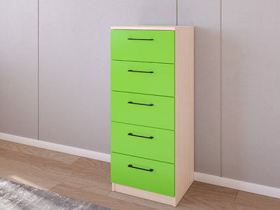 Комод 02/16 45х40х110 Дуб молочный/Салатовый