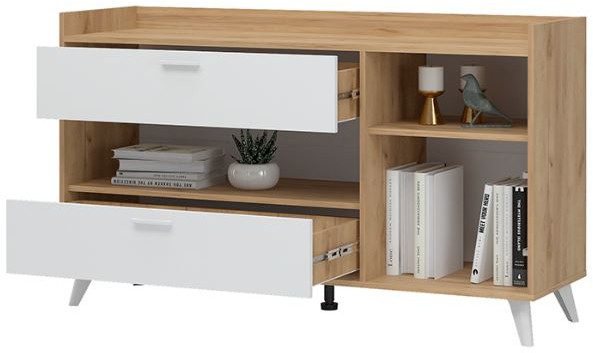 ИРИС КМ-02 Комод (1400х820х425) дуб крафт золото/белый