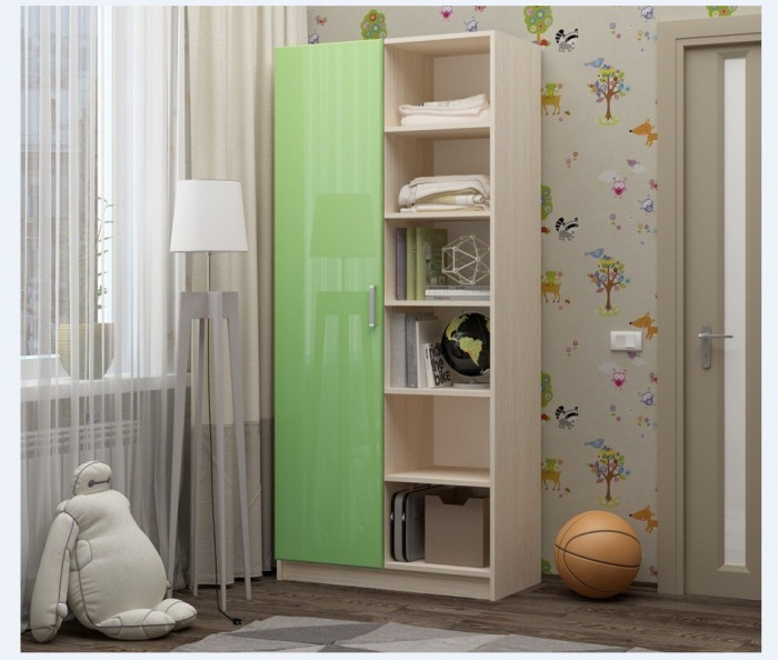 Шкаф детский Бемби-9 МДФ (Дуб белёный, Цитрус глянец)