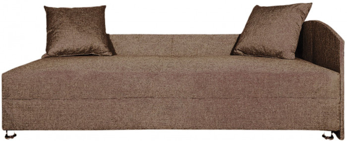 Кровать тахта односпальная 80х185, правый угол, рогожка, коричневый