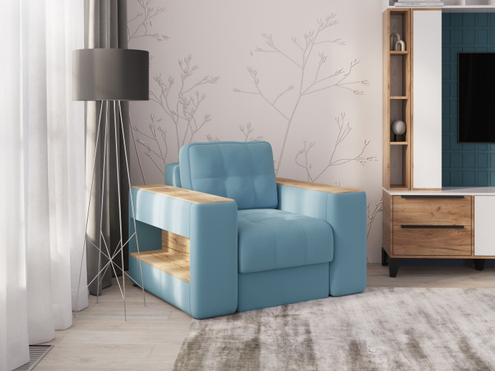 Кресло Доро, Светло-голубой/Дуб канадский