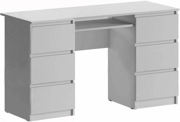Челси Стол 6 ящиков (Белый глянец, Белый)