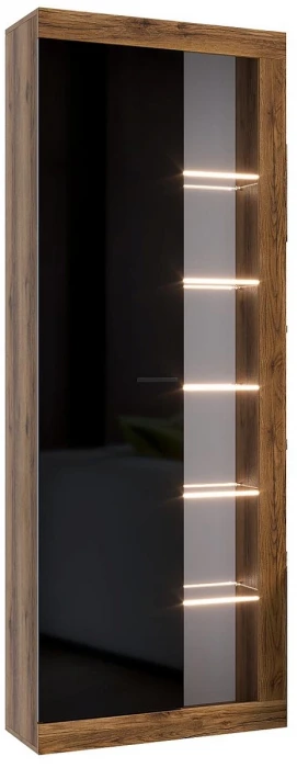 Прага Шкаф-Витрина ЛДСП, делано/Черный глянец