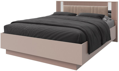 Кровать КИНГ-САЙЗ 180х200 "Харди" с зеркальными вставками - Латте/Ирландский ликер