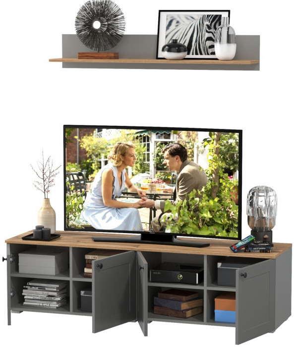 Остин Прихожая 64, цвет серый графит/дуб крафт золотой, ШхГхВ 160х41,9х160 см.