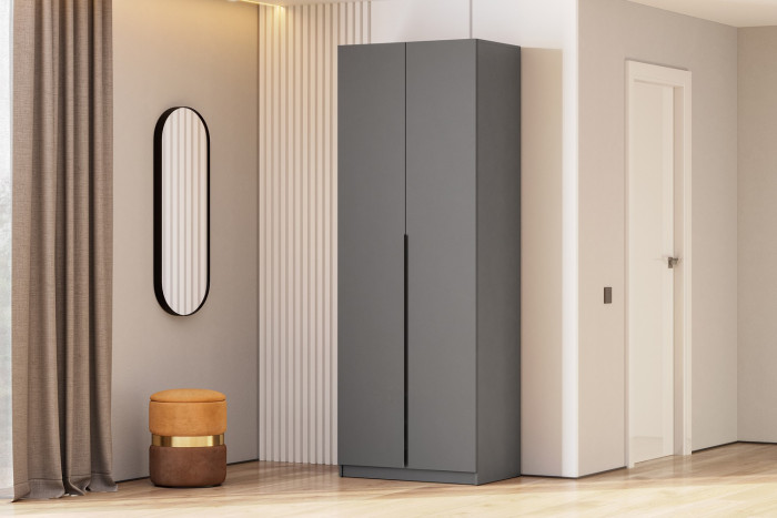 Шкаф распашной с наполнением (3 полки + 2 ящика + штанга) ШК 5 (800), Графит