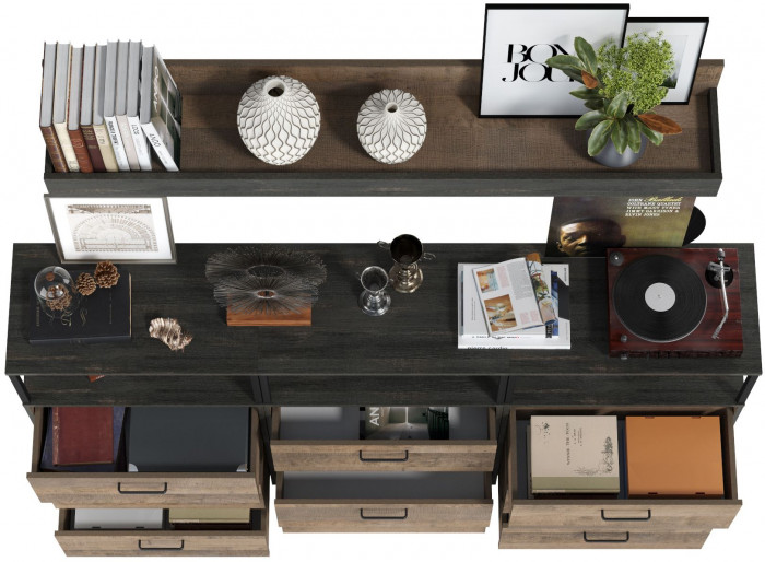 Трувор Гостиная 003, цвет дуб гранж песочный/интра, ШхГхВ 198х37х195 см.